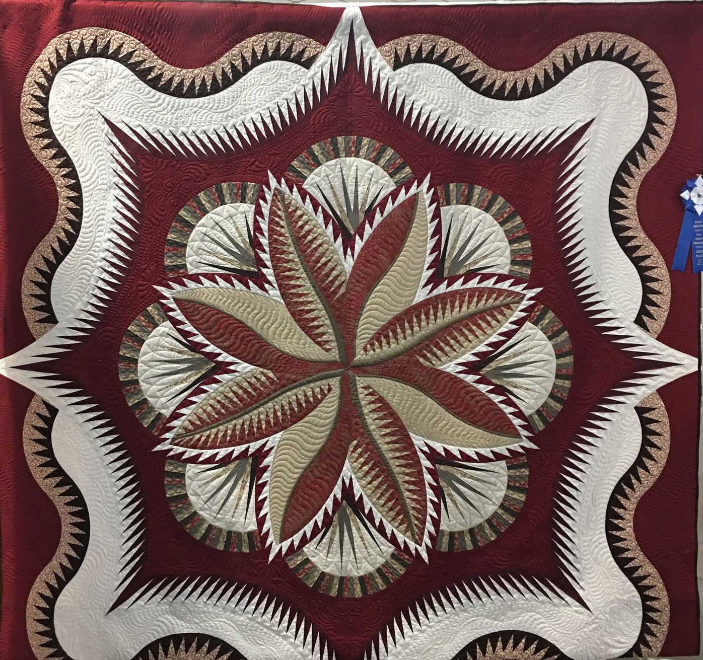 108 “Tumble” made and quilted by Pam Knight, 1st Place Winner Large Individual Quilt, Kitsap Quilt Show 2018