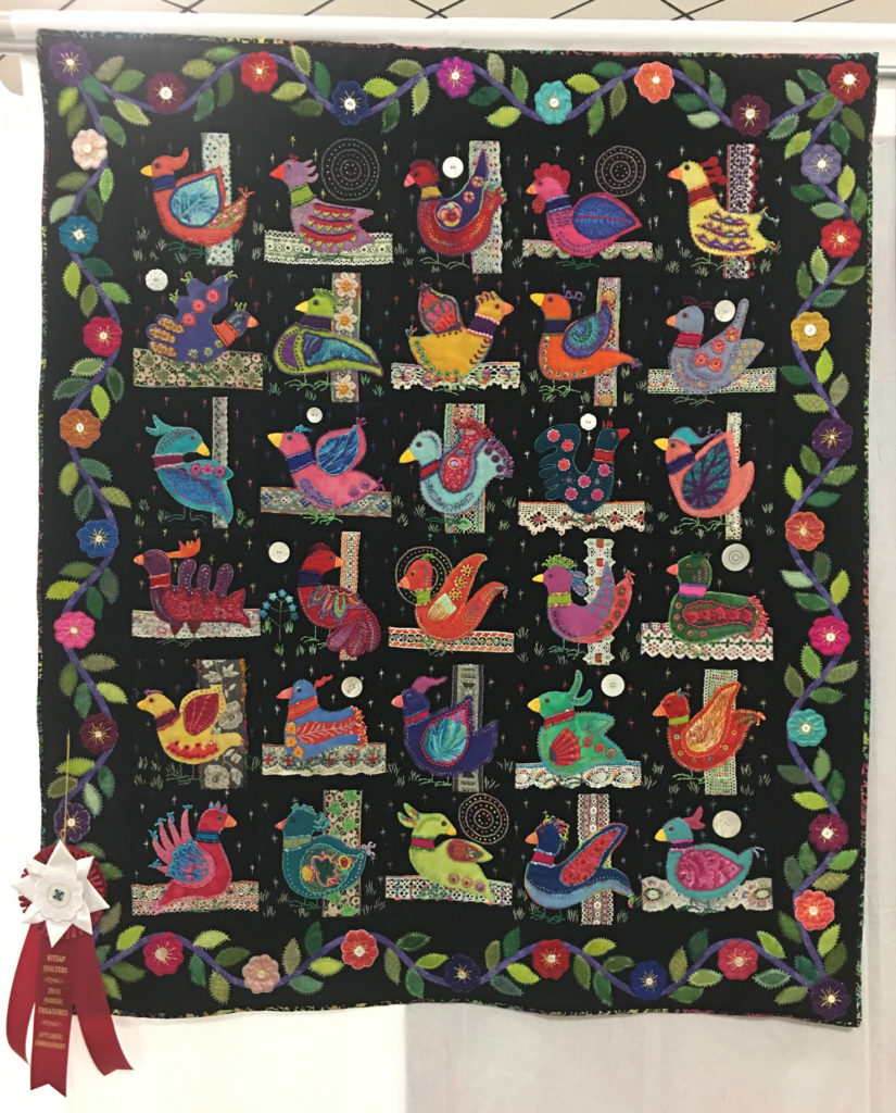 809 “Dancing with the Stars” by Ann Trujillo, 2nd Place Applique/Embroidery, 2018 Kitsap Quilt Show
