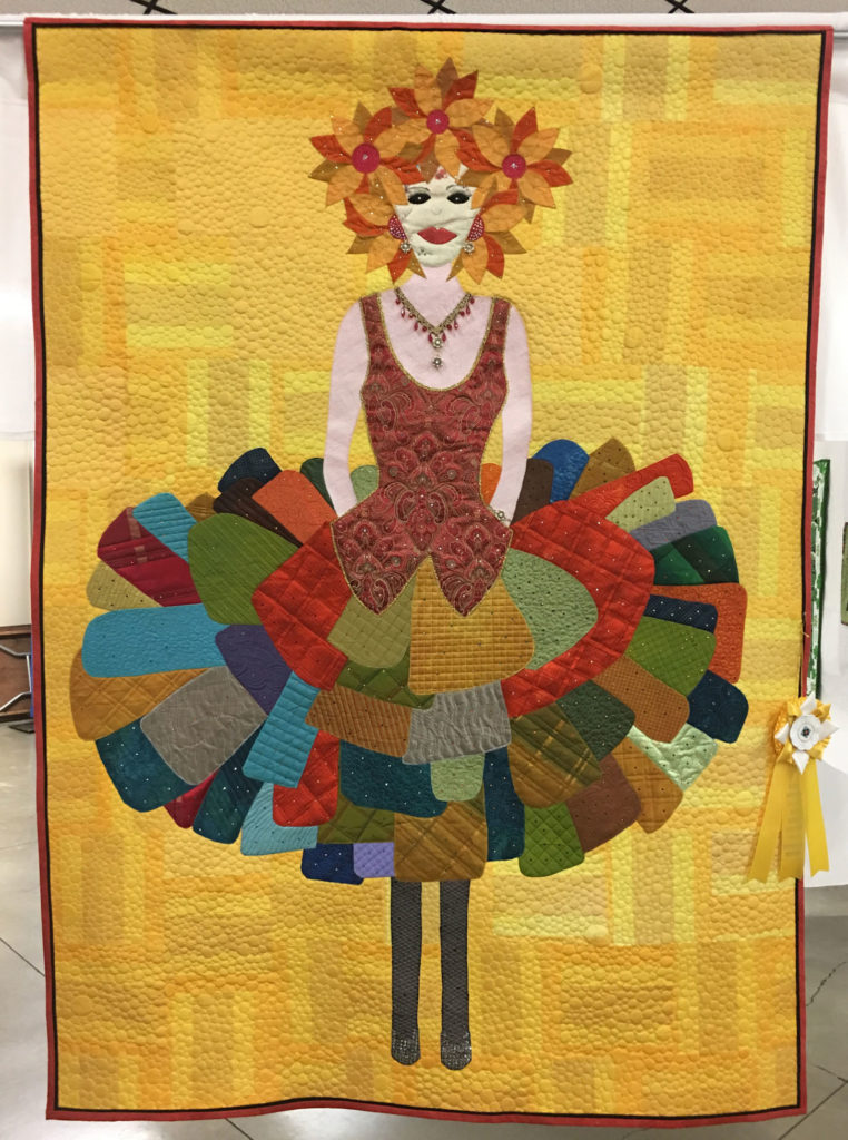 825 “The Dress” by Terry Loy, quilted by Libie Peterson, HM Applique/Embroidery, 2018 Kitsap Quilt Show